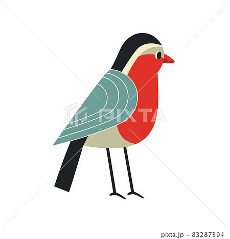 Cute comic robin bird simple vector icon 83287394