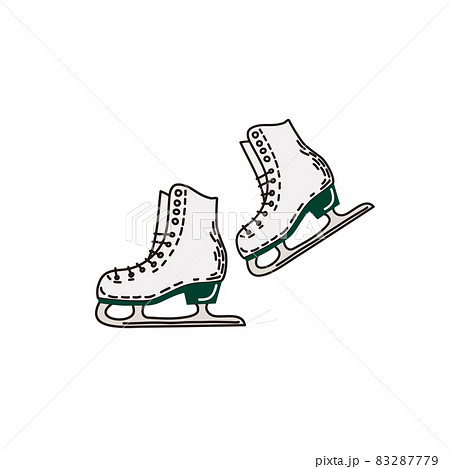 Ice figure skates in the doodle style. Winter sports. Vector hand-drawn illustration. 83287779