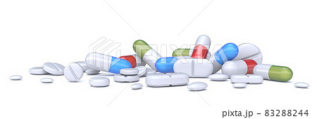 Pile of pills, tablets and capsules 3D 83288244