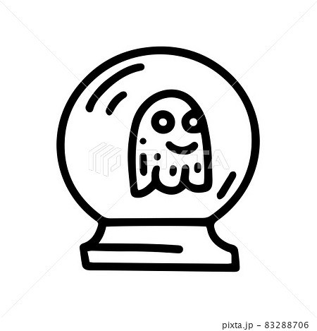 crystal ball with spirit line vector doodle simple icon 83288706