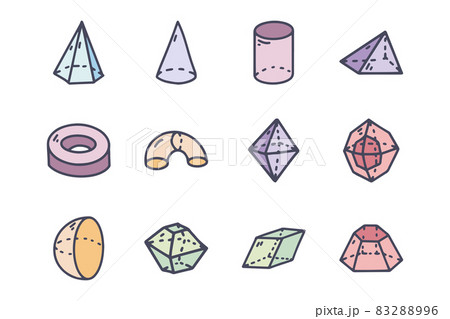 Geometric figures color vector doodle simple icon set Geometric figures color vector doodle simple icon set 83288996