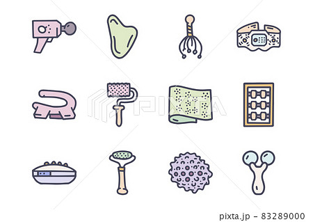 Massagers color vector doodle simple icon set 83289000