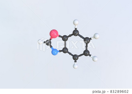 Benzoxazole molecule. Isolated molecular model. 3D rendering 83289602