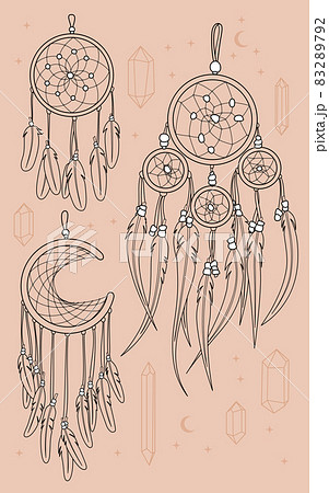 Set of Dreamcatchers, Stars and Crystals 83289792
