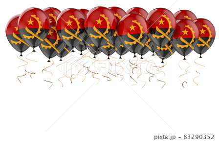 Balloons with Angolan flag, 3D rendering 83290352