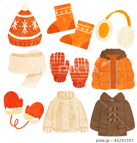 Winter clothes set illustration - Stock Illustration [83291507