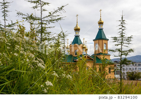 View of a beautiful Orthodox church. View of a beautiful Orthodox church. 83294100