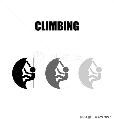 クライミング・ボルダリングのモノクロアイコン 83297097