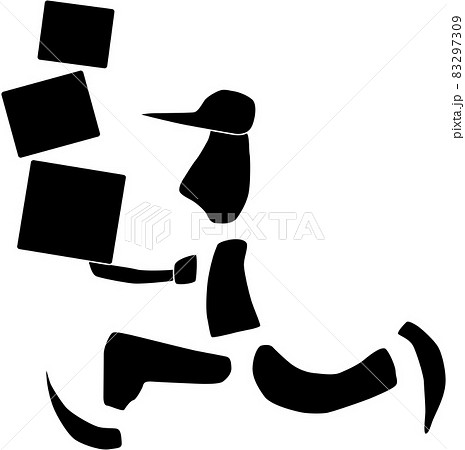 荷物を運ぶ人の可愛いアイコン シルエット のイラスト素材