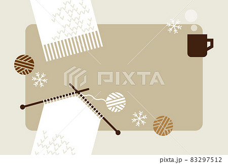 マフラーを編んでいるイメージのイラストフレーム 83297512