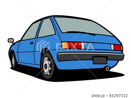 懐かし国産コンパクトカー リアビュー 青色 自動車イラスト 懐かし国産コンパクトカー リアビュー 青色 自動車イラスト 83297532