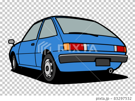 懐かし国産コンパクトカー リアビュー 青色 自動車イラスト 懐かし国産コンパクトカー リアビュー 青色 自動車イラスト 83297532