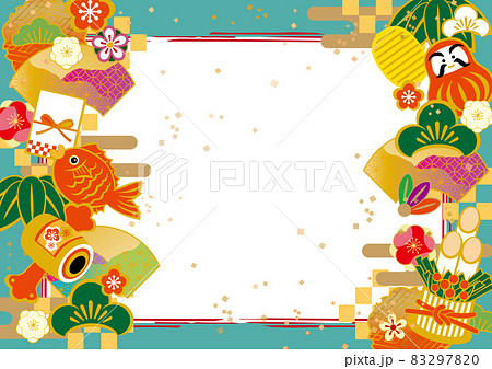 謹賀新年　和柄フレーム背景イラスト 83297820