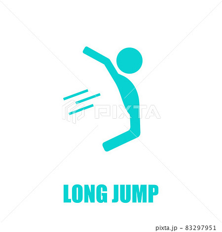 走り幅跳びでジャンプする選手のアイコンのイラスト素材