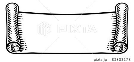 Scroll Paper Banner Ribbon Woodcut Etching 83303178
