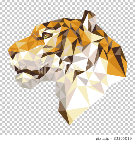 虎ポリゴンイラスト横顔　tiger polygon illust 83305019