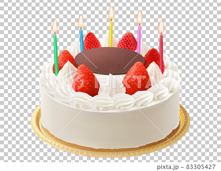 ホールケーキ バースデーケーキ イラスト リアル 金皿 ホールケーキ バースデーケーキ イラスト リアル 金皿 83305427