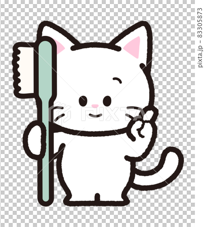 White cat with a toothbrush White cat with a toothbrush 83305873