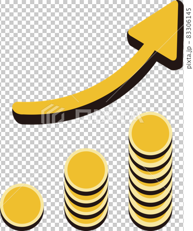 商務箭頭硬幣錢形象插畫素材 83306145