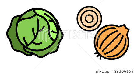 cabbage and onions Vector illustration of vegetables. Eco-friendly food. Vegetarian food cabbage and onions Vector illustration of vegetables. Eco-friendly food. Vegetarian food 83306155