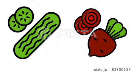 cucumber and beetroot Vector illustration of vegetables. Eco-friendly food. Vegetarian food 83306157