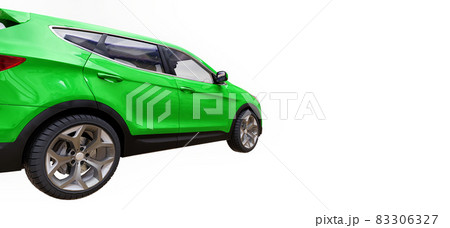 Compact city crossover green color on a white background. 3d rendering. 83306327