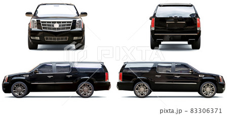Set big black premium SUV on a white background. 3d rendering. 83306371