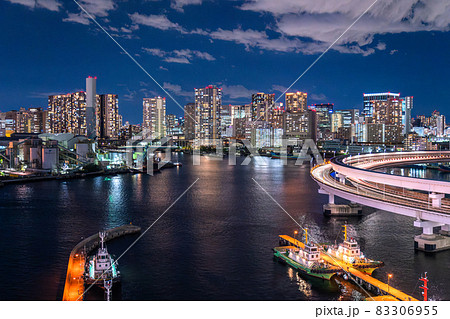 《東京都》レインボーブリッジループ橋・夜景 83306955