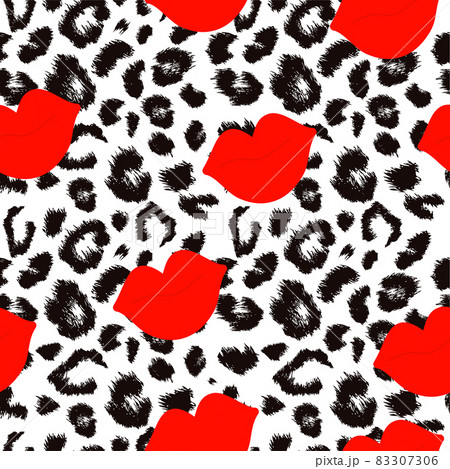 Leopard print pattern. Repeating seamless vector animal background. 83307306