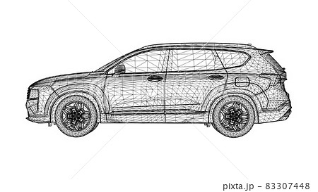 Abstract Creative vector car SUV large city OFF-ROAD vehicle lines connected to points Abstract Creative vector car SUV large city OFF-ROAD vehicle lines connected to points 83307448