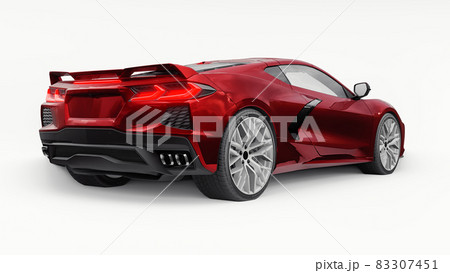 3d illustration. Red sport car for your creative design. 3d rendering. 3d illustration. Red sport car for your creative design. 3d rendering. 83307451