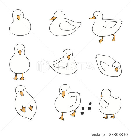 手描きアヒル素材セット 手描きアヒル素材セット 83308330