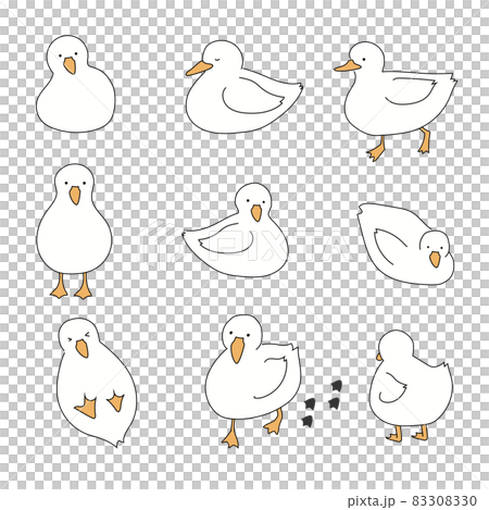 手描きアヒル素材セット 手描きアヒル素材セット 83308330
