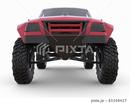Most prepared red sports race truck for the desert terrain. Most prepared red sports race truck for the desert terrain. 83308427