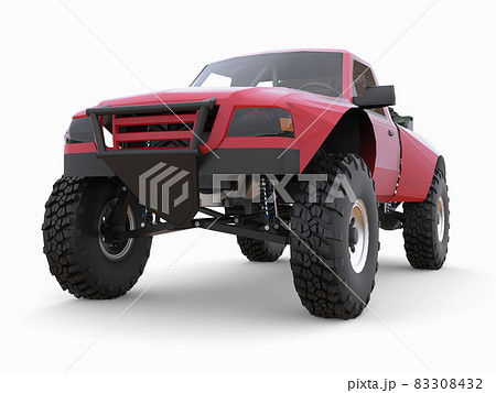 Most prepared red sports race truck for the desert terrain. 83308432