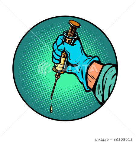 The Doctor Hand With A Syringe Vaccination...のイラスト素材 [83308612] - PIXTA