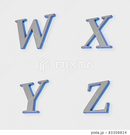 illustration of glowing letter on white background. 3d illustration 83308814