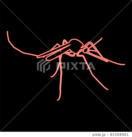 Neon mosquito red color vector illustration flat style image Neon mosquito red color vector illustration flat style image 83308981