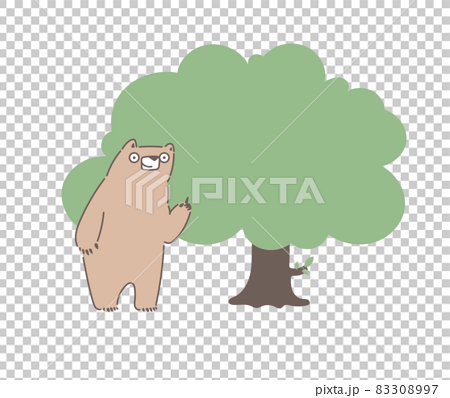 森で授業する笑顔のクマ のイラスト素材 3097