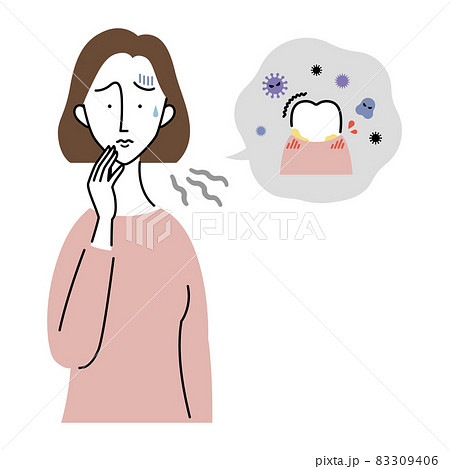 歯周病で口の中が不快な女性 83309406