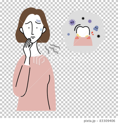 歯周病で口の中が不快な女性 83309406