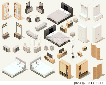 Vector isometric home furniture and equipment set Vector isometric home furniture and equipment set 83311014