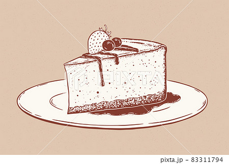 Vintage style vector illustration of Cheesecake 83311794