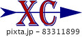 Cross country running team logo XC in red with blue trim and blue arrow 83311899