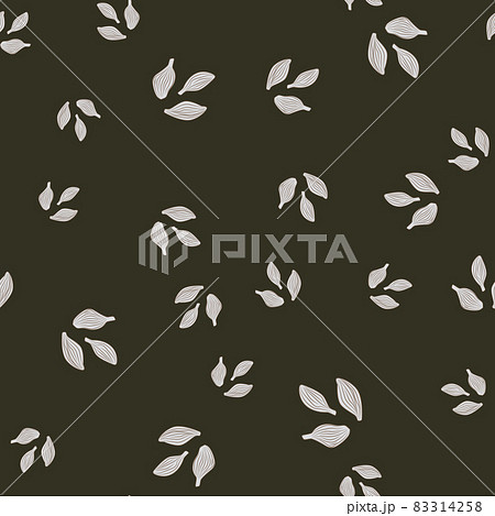 Seamless pattern cardamom on dark green background. Cute plant sketch ornament. Random texture template for fabric. Seamless pattern cardamom on dark green background. Cute plant sketch ornament. Random texture template for fabric. 83314258