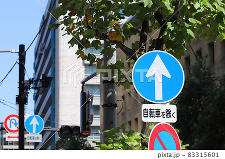 「指定方向外進行禁止」の道路標識 83315601