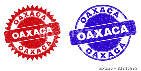 OAXACA Rounded and Rosette Seals with Grunge Styleのイラスト素材 [83315835 ...