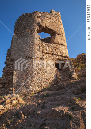 Vertical photo of ruined ancient fortress of Balaklava Vertical photo of ruined ancient fortress of Balaklava 83315952