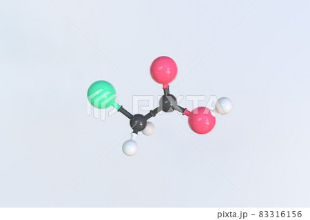 Chloroacetic acid molecule made with balls, isolated molecular model. 3D rendering 83316156