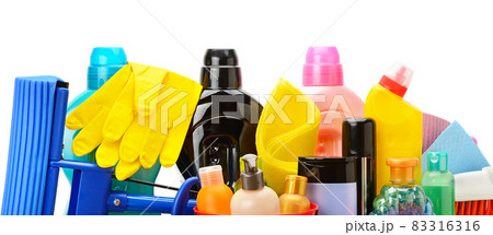 A set of household chemicals isolated on a white. A set of household chemicals isolated on a white. 83316316